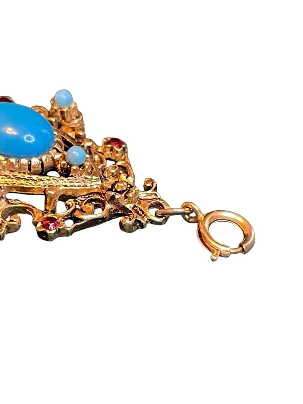 Vintage Celebrity NY Victorian Revival Faux Turquoise Dangle Necklace Pendant - Picture 8 of 11